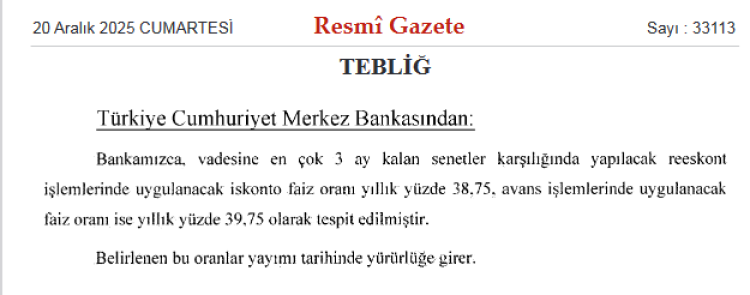 Reeskont ve avans faizlerine ‘Merkez’ ayarı